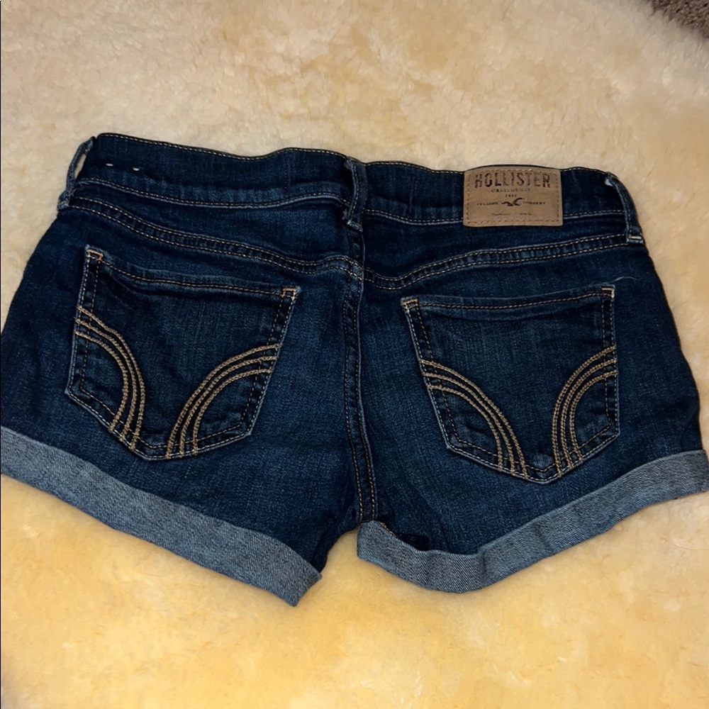 Hollister Blue Jean Shorts with Cuffed Hem and Distressed Look